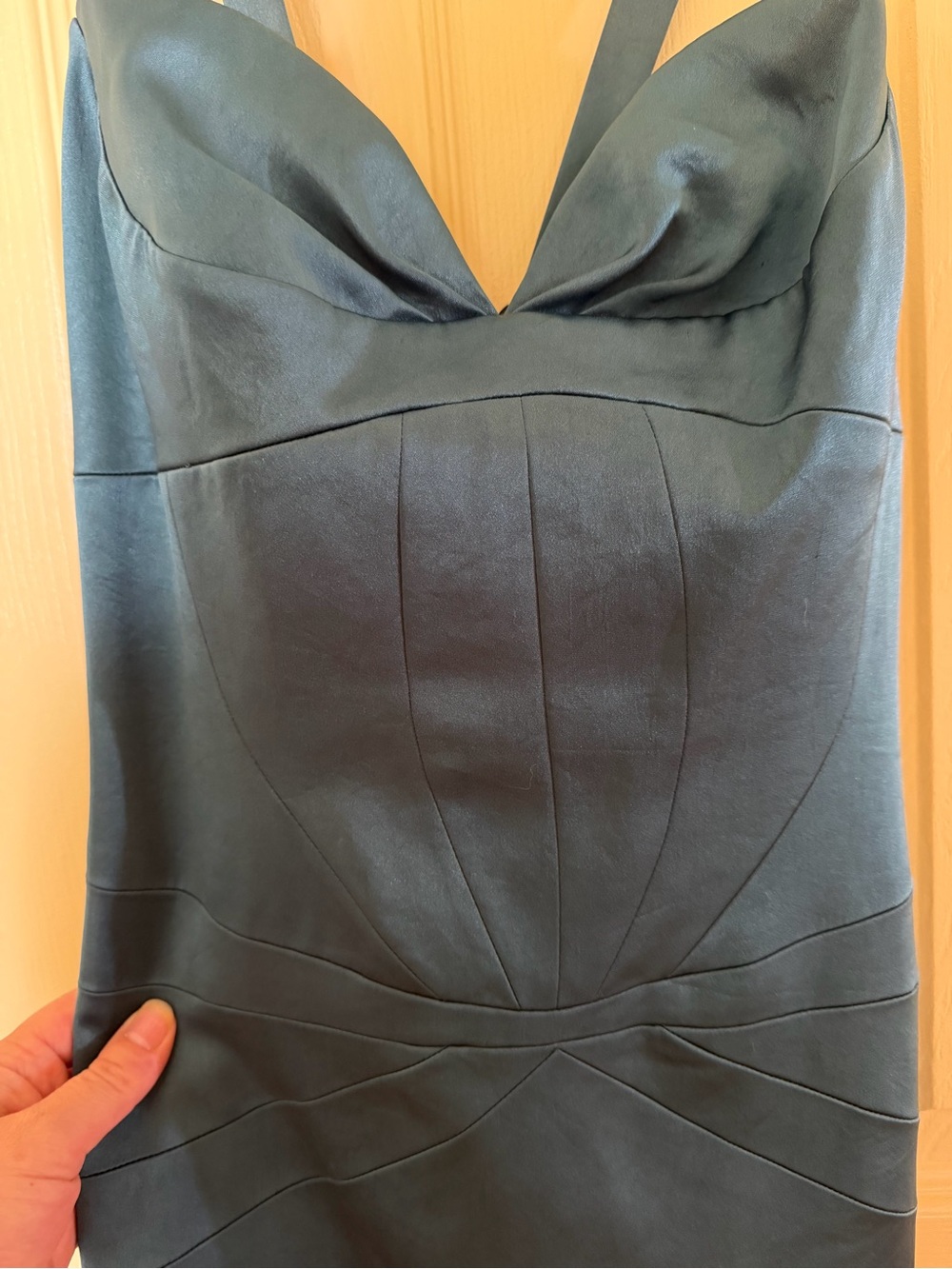 Laundry By Shelli Segal Teal Strap Midi Dress with Sweetheart Bodice - Picture 2 of 3